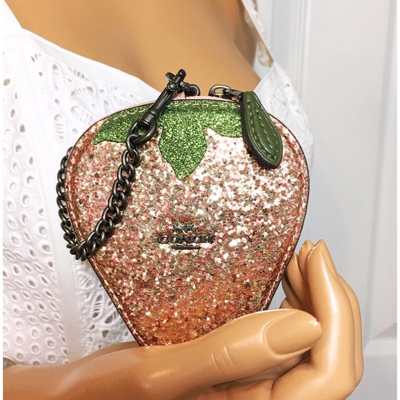 Coach Coin Case Strawberry Wristlet Bag Charm New - Picture 3 of 8